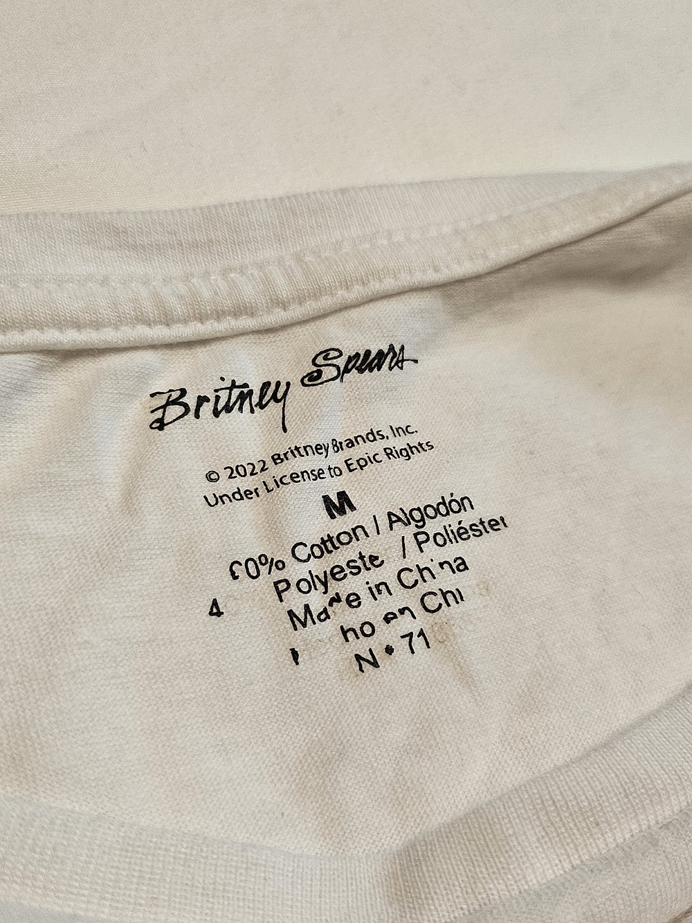 Britney Spears White Graphic Short Sleeve Lightweight Casual Tee Size M - Picture 4 of 5
